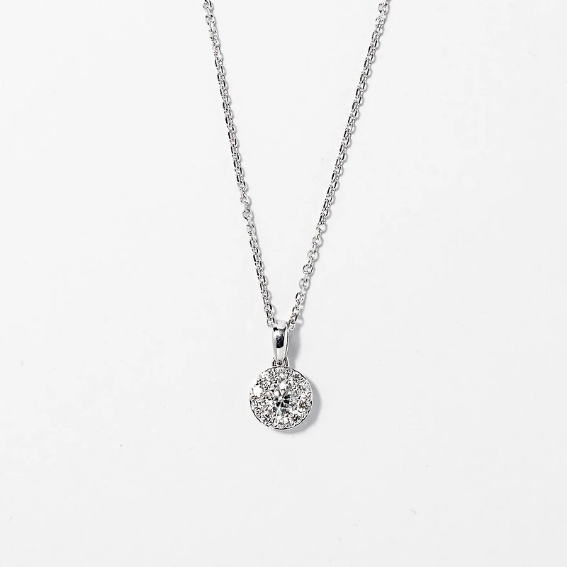 Diamond Cluster Necklace in 14K White Gold (0.40 ct wt)