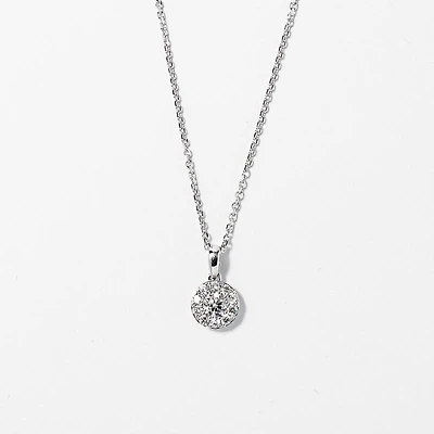 Diamond Cluster Necklace in 14K White Gold (0.40 ct wt)
