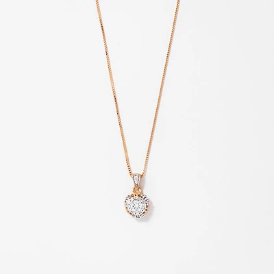 Diamond Cluster Necklace in 10K Rose Gold (0.25 ct tw)