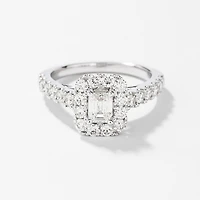 Emerald Diamond Engagement Ring 14K White Gold (1.50 ct tw)