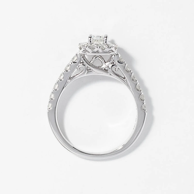 Emerald Diamond Engagement Ring 14K White Gold (1.50 ct tw)