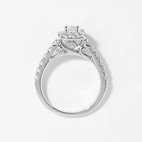 Emerald Diamond Engagement Ring 14K White Gold (1.50 ct tw)