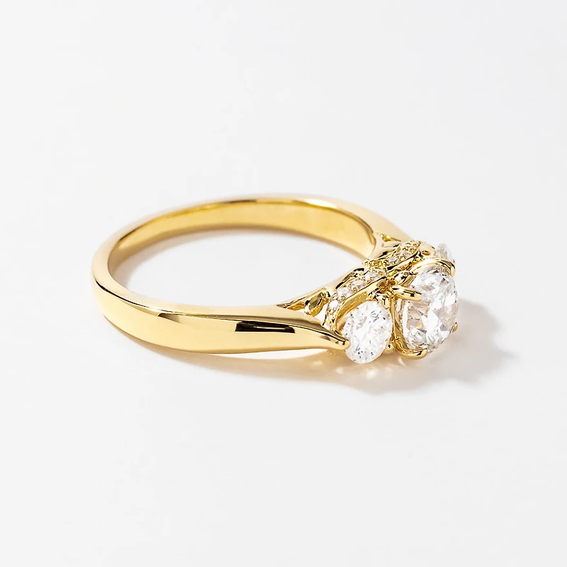 Three Stone Diamond Engagement Ring 14K Yellow Gold (1.87 ct tw)