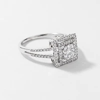 Diamond Cluster Ring 14K White Gold (0.50 ct tw)