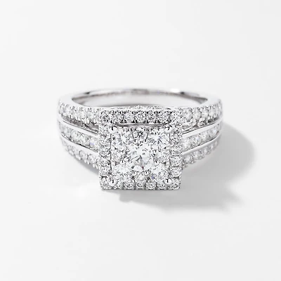 Diamond Cluster Ring 14K White Gold (1.50 ct tw)