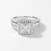 Diamond Cluster Ring 14K White Gold (1.50 ct tw)