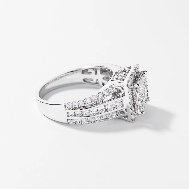 Diamond Cluster Ring 14K White Gold (1.50 ct tw)