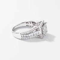 Diamond Cluster Ring 14K White Gold (1.50 ct tw)