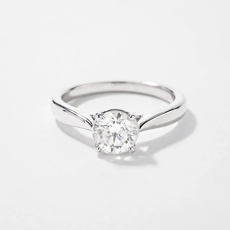 Canadian Diamond Solitaire Engagement Ring 14K White Gold (1.00 ct