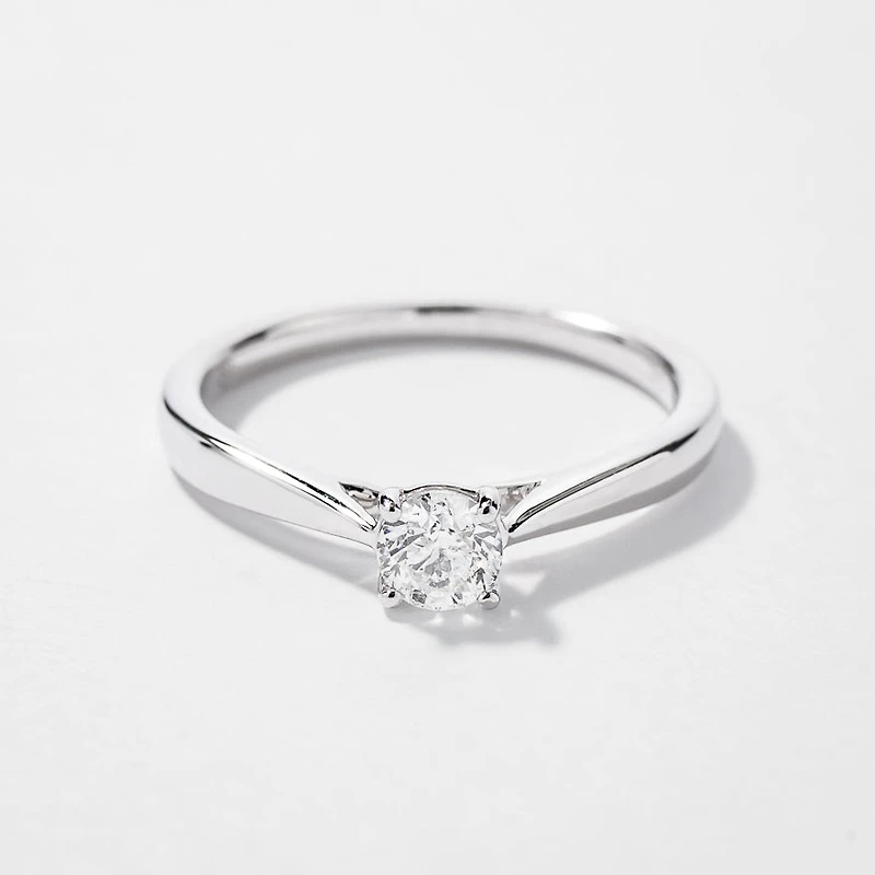 Canadian Diamond Solitaire Engagement Ring 14K White Gold (0.30 ct