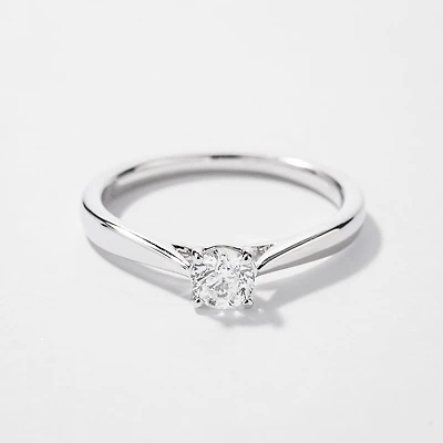 Canadian Diamond Solitaire Engagement Ring 14K White Gold (0.30 ct