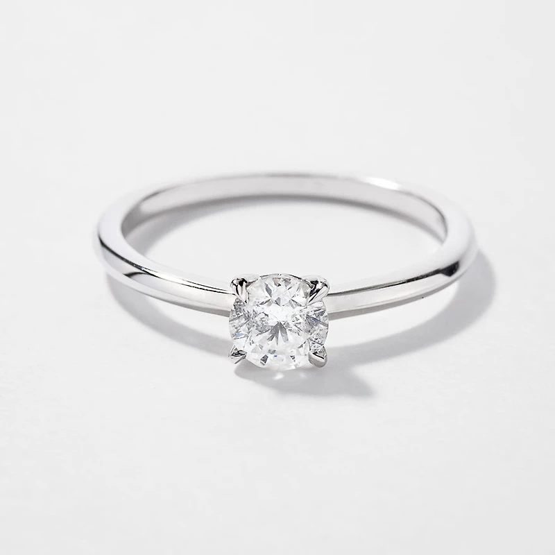 Canadian Diamond Solitaire Engagement Ring 14K White Gold (0.50 ct