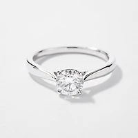 Canadian Diamond Solitaire Engagement Ring 14K White Gold
