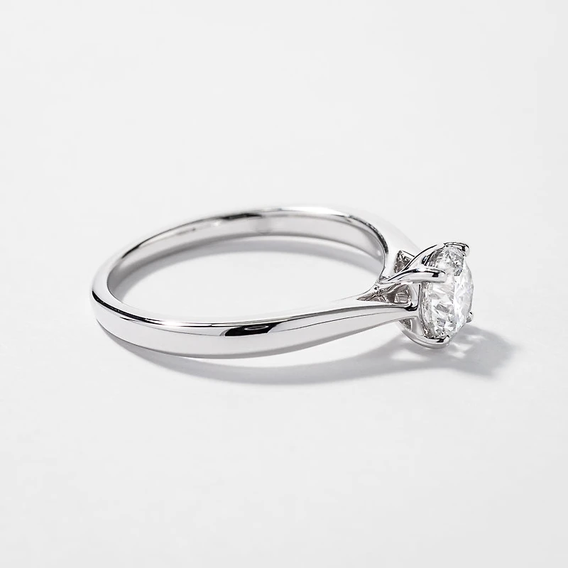 Canadian Diamond Solitaire Engagement Ring 14K White Gold