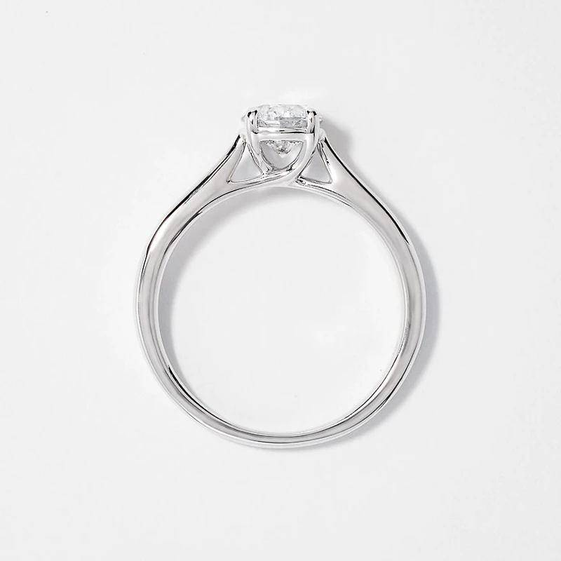 Canadian Diamond Solitaire Engagement Ring 14K White Gold