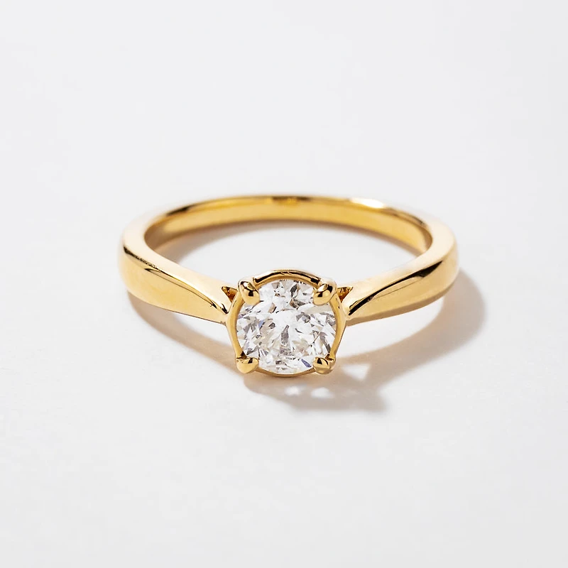Canadian Diamond Solitaire Engagement Ring 14K Yellow Gold