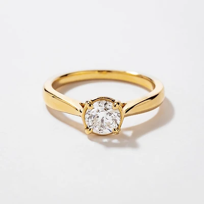 Canadian Diamond Solitaire Engagement Ring 14K Yellow Gold