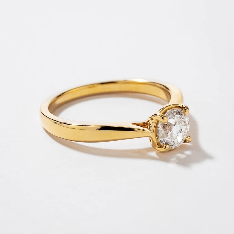 Canadian Diamond Solitaire Engagement Ring 14K Yellow Gold