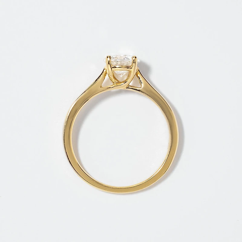 Canadian Diamond Solitaire Engagement Ring 14K Yellow Gold