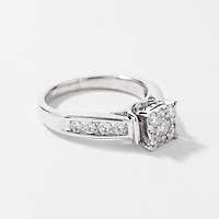 Diamond Cluster Ring 14K White Gold (0.76 ct wt)