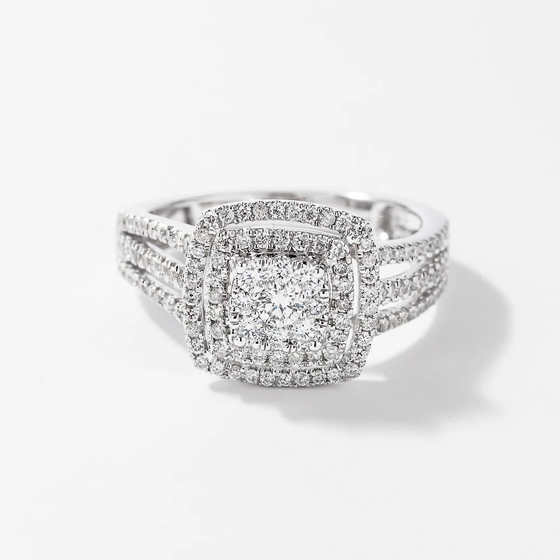 Diamond Cluster Ring 14K White Gold (0.75 ct tw)