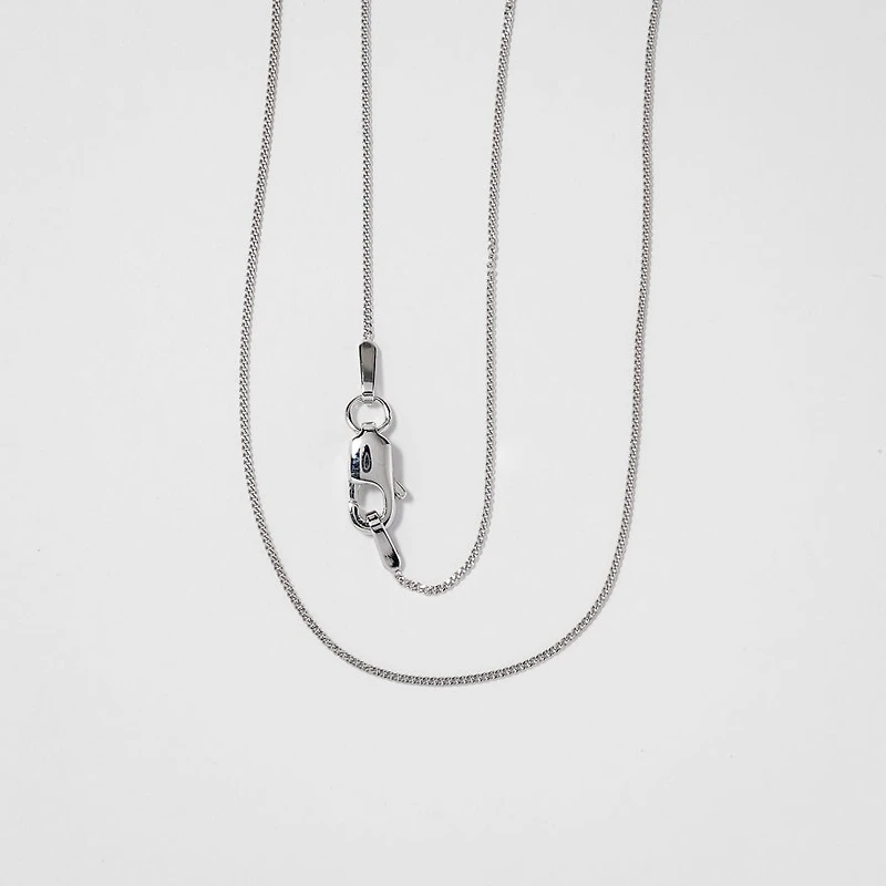 14K White Gold 0.80mm Curb Chain (16")