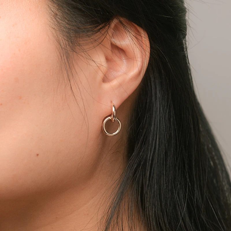 Circle Drop Earrings in 10K Yellow Gold