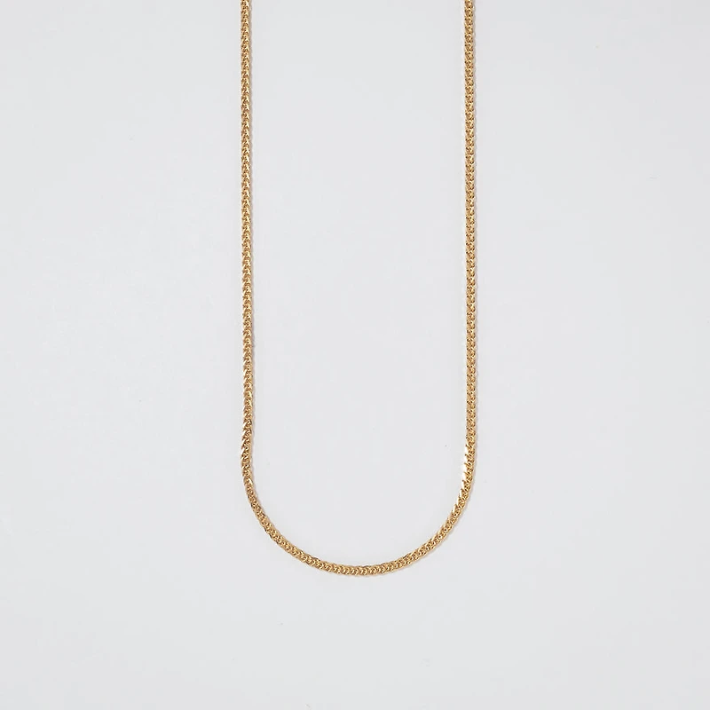 14K Yellow Gold 0.8mm Square Wheat Chain (18")