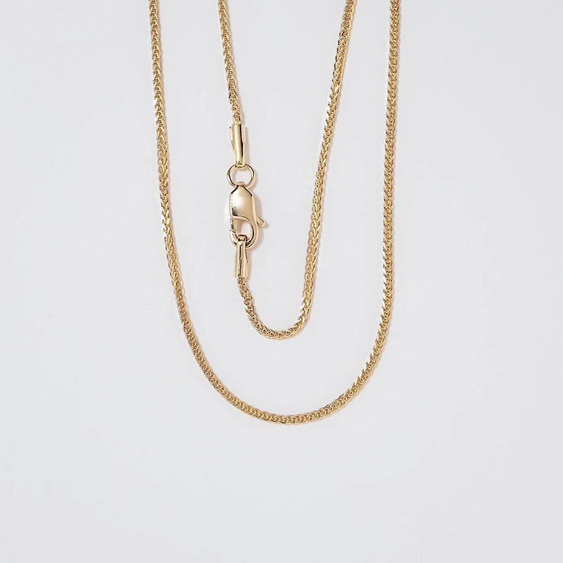 14K Yellow Gold 0.8mm Square Wheat Chain (16")