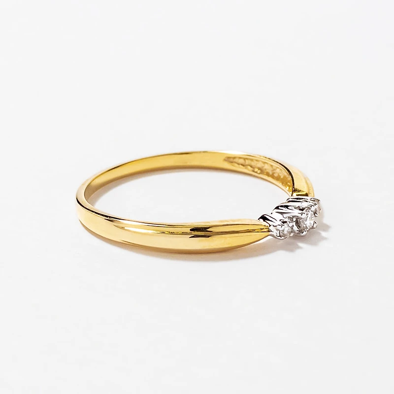 Three-Stone Diamond Promise Ring 10K White and Yellow Gold (0.04ct