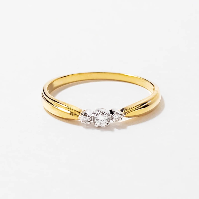Three-Stone Diamond Promise Ring 10K White and Yellow Gold (0.04ct