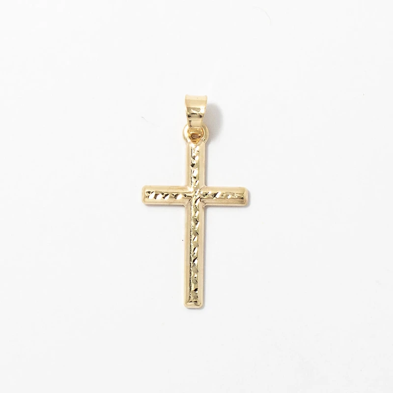 Diamond Cut Cross Pendant in 10K Yellow Gold