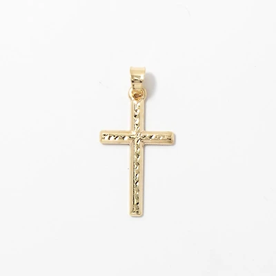 Diamond Cut Cross Pendant in 10K Yellow Gold