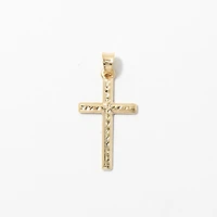 Diamond Cut Cross Pendant in 10K Yellow Gold