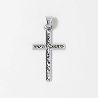 Diamond Cut Cross Pendant in 10K White Gold