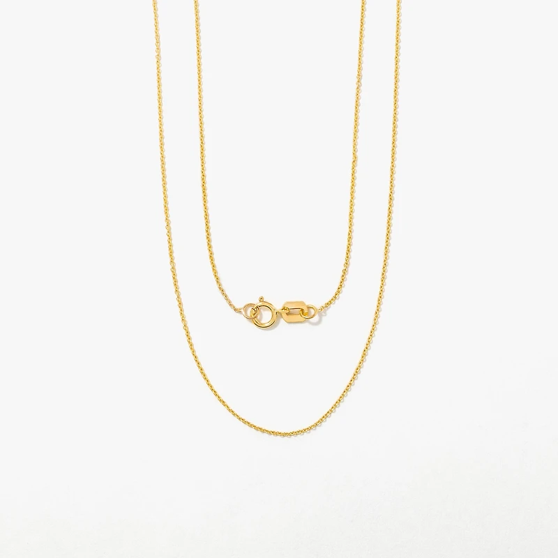 10K Italian Yellow Gold 1mm Round Cable Chain (18")