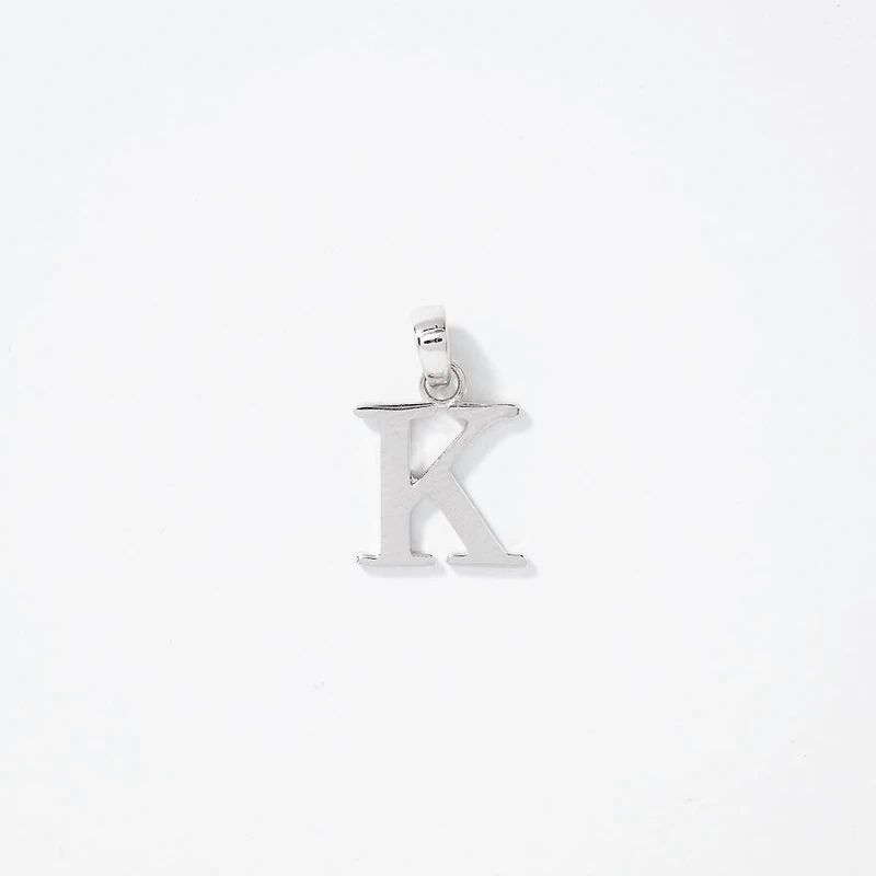 "K" Initial Pendant in 10K White Gold