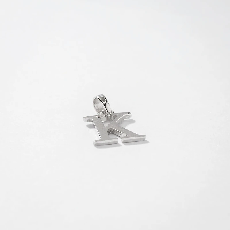 "K" Initial Pendant in 10K White Gold