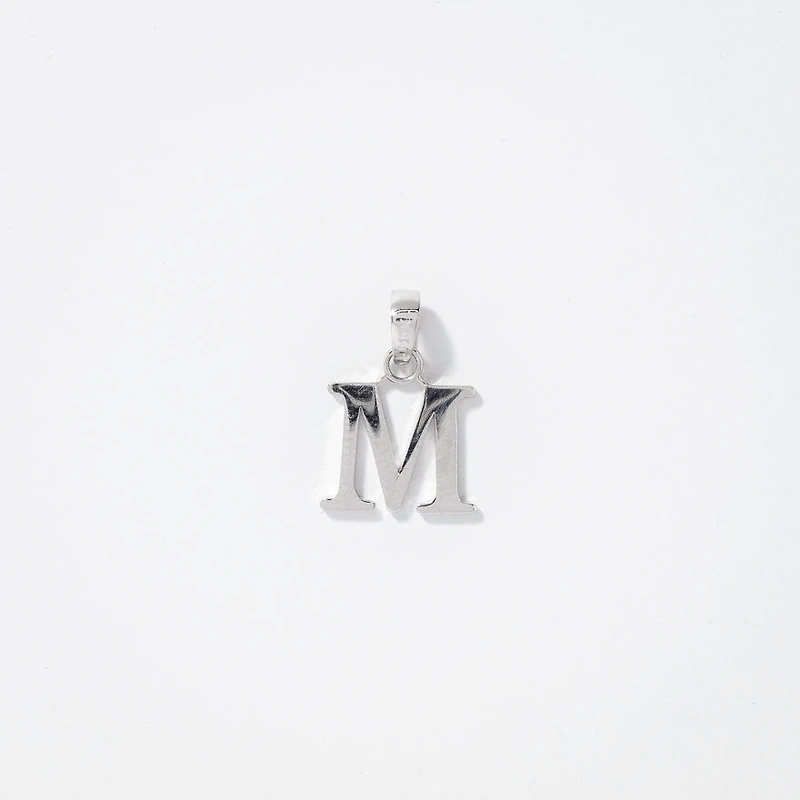 "M" Initial Pendant in 10K White Gold
