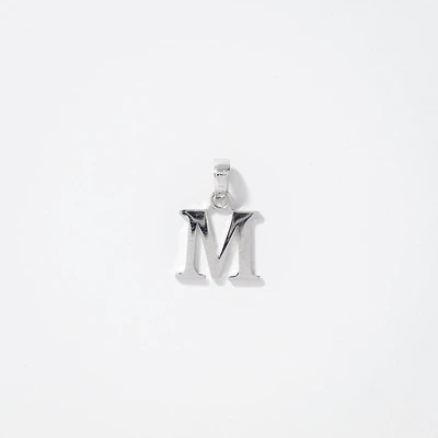 "M" Initial Pendant in 10K White Gold