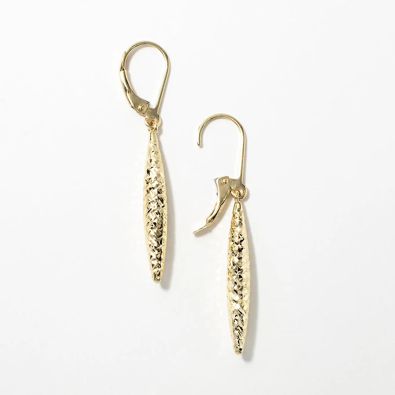Diamond Cut Drop Earrings in 10K Yellow Gold