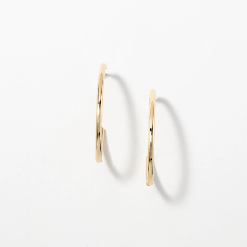 Oval Hoop Stud Earrings in 10K Yellow Gold