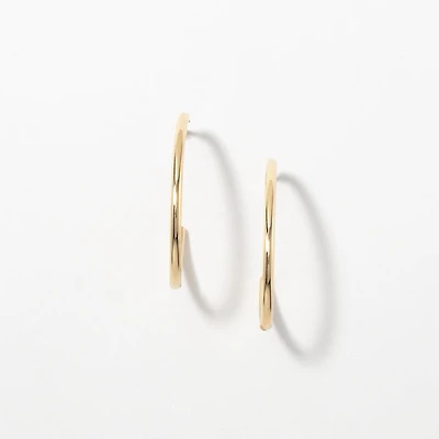Oval Hoop Stud Earrings in 10K Yellow Gold