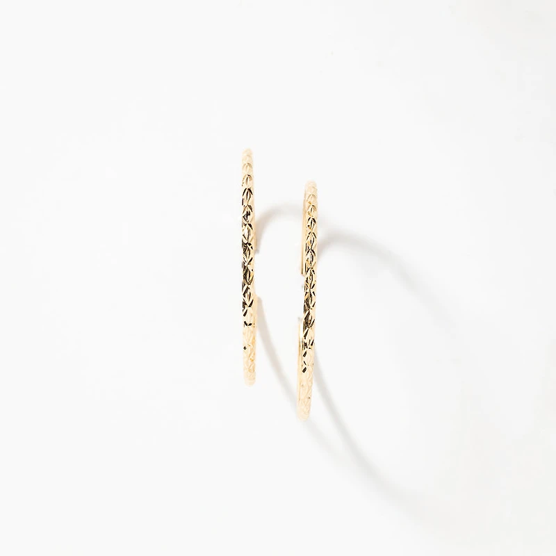 Diamond Cut Hoop Earrings in 10K Yellow Gold