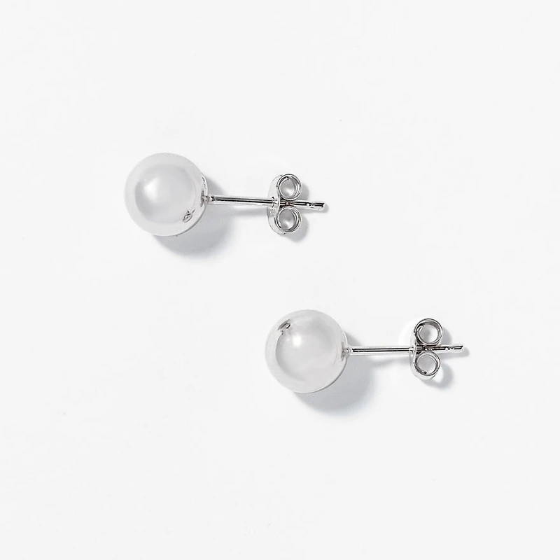 Ball Stud Earrings in 10K White Gold