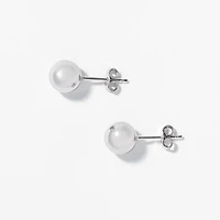 Ball Stud Earrings in 10K White Gold