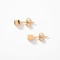 Cube Stud Earrings in 14K Yellow Gold