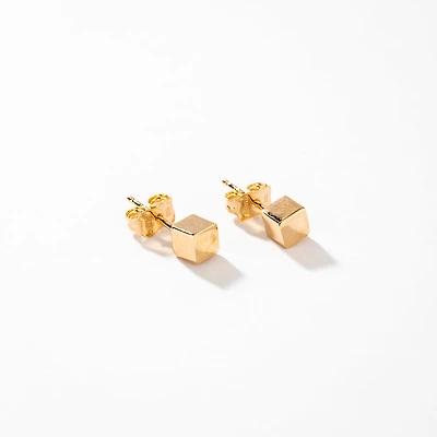 Cube Stud Earrings in 14K Yellow Gold