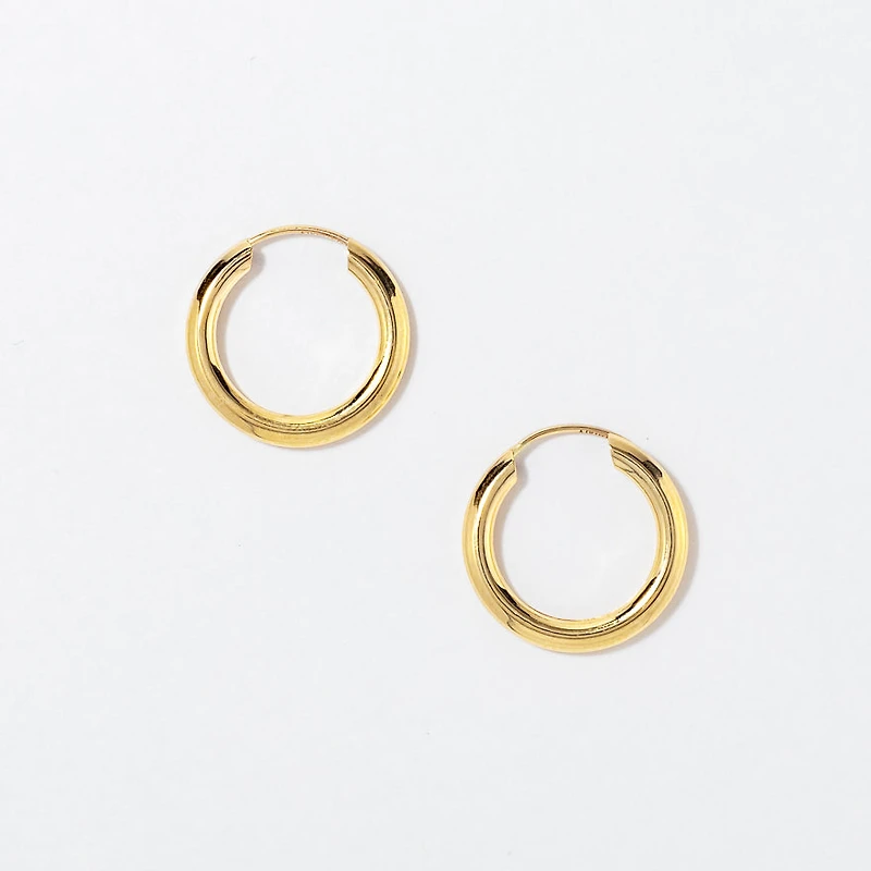 2x15mm Sleeper Earrings in 10K Yellow Gold