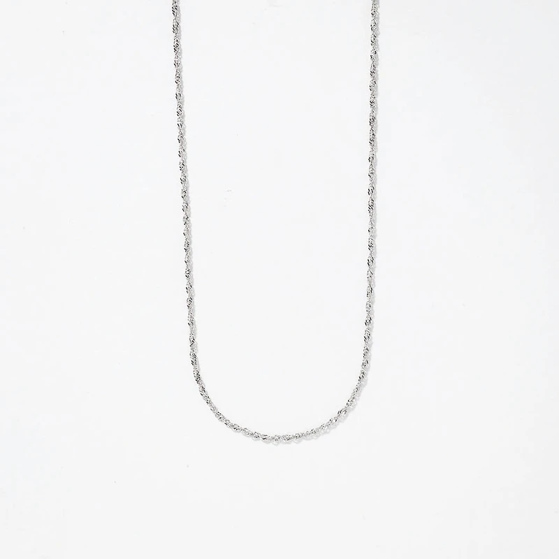 10K White Gold 1.00mm Singapore Chain (18")